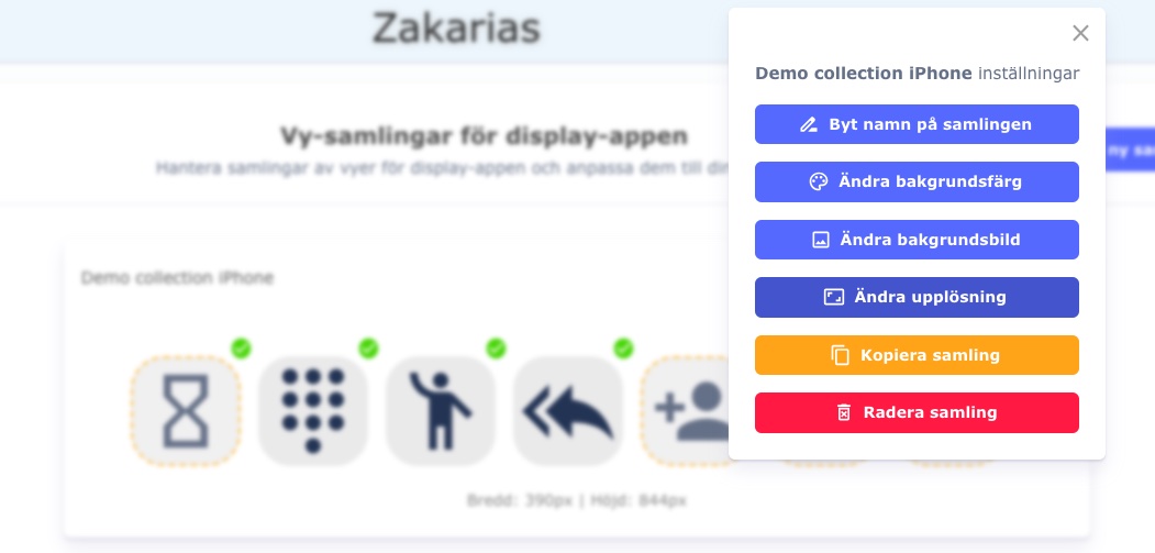 View collection settings
